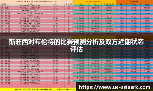 斯旺西对布伦特的比赛预测分析及双方近期状态评估